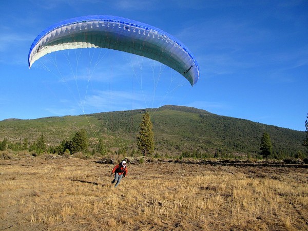 Landing in the improved LZ with The Whaleback rising in the background.